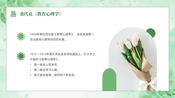 绿色水彩清新花卉教育心理学PPT模板