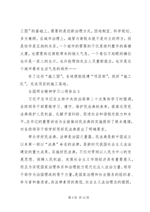 全国两会精神学习心得体会多篇.docx