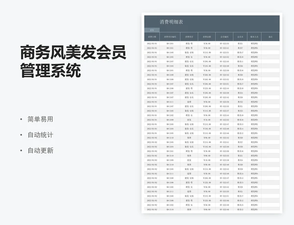 商务风美发会员管理系统