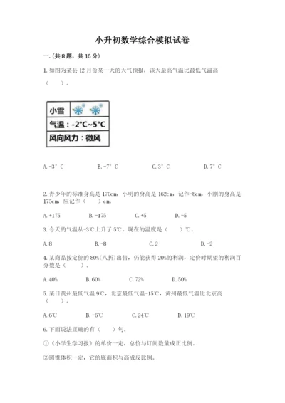 小升初数学综合模拟试卷附答案（黄金题型）.docx