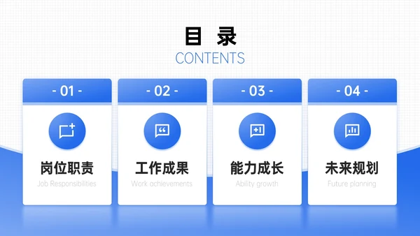 蓝色简约风试用期员工转正答辩PPT模板