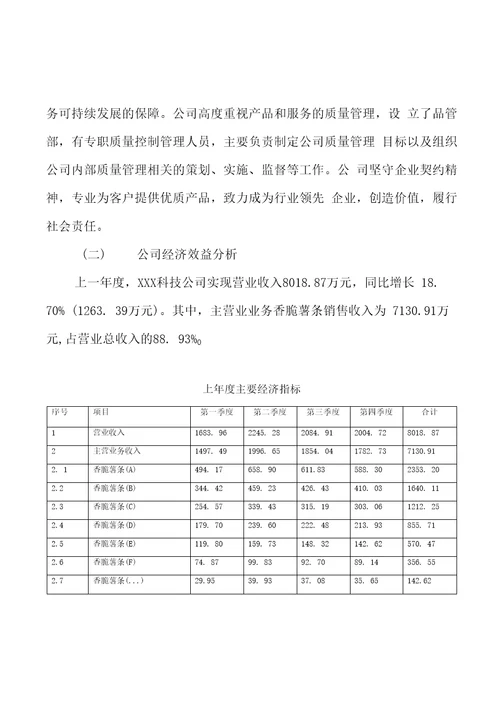 香脆薯条项目创业计划书参考模板