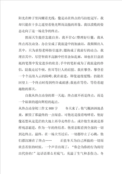 从终点出发初三作文800字