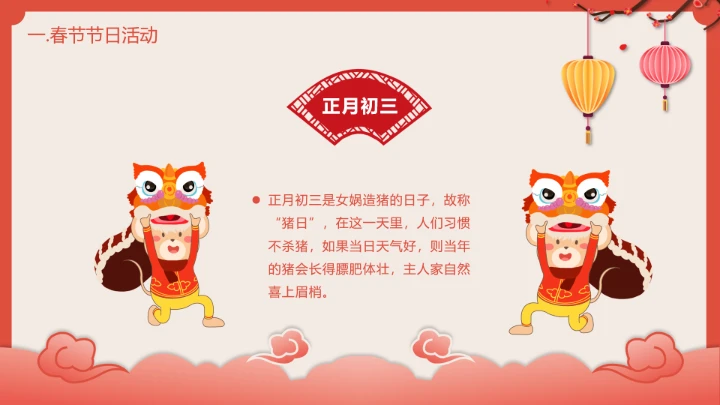 喜庆中国风春节介绍春节习俗简介PPT模板