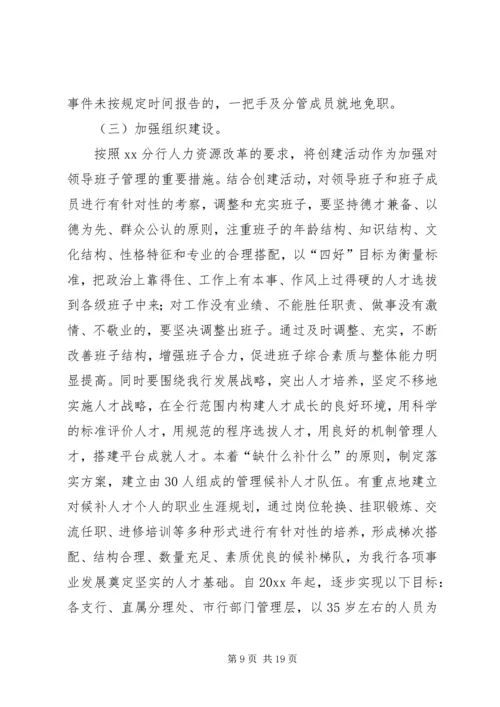 银行创建四好领导班子活动实施方案 (5).docx