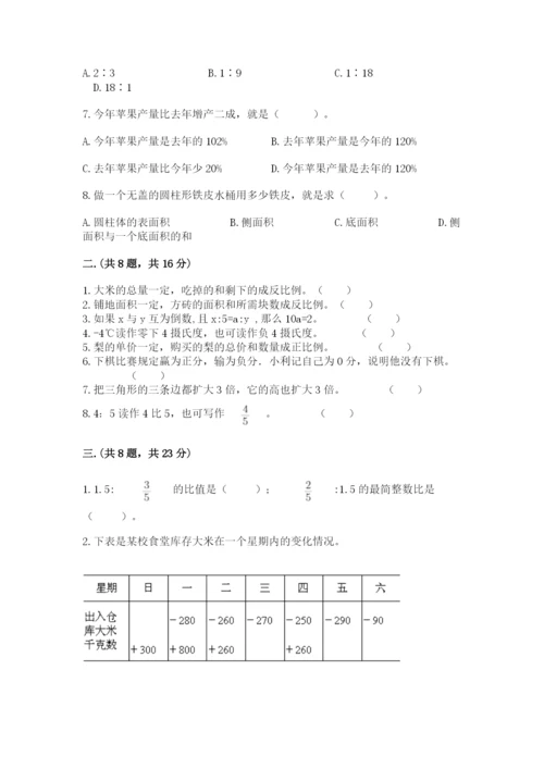 人教版六年级数学下学期期末测试题及答案【网校专用】.docx