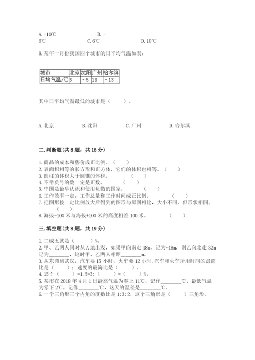 冀教版小学六年级下册数学期末综合素养测试卷（预热题）.docx