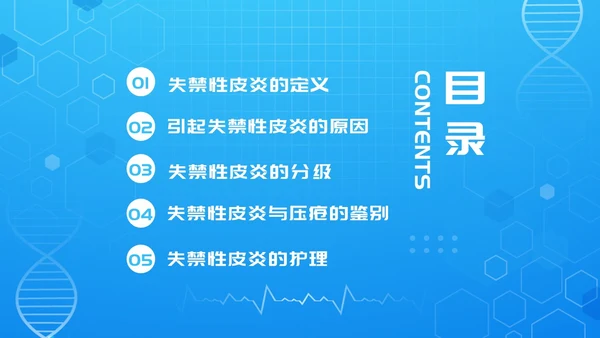 蓝色简约失禁性皮炎的护理PPT模板宣传PPT动态PPT