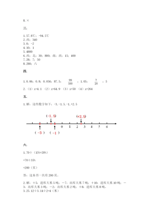 小学六年级数学期末自测题带答案（培优）.docx