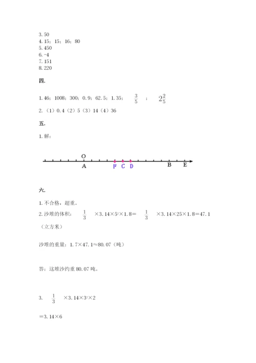 人教版六年级数学小升初试卷含答案【新】.docx