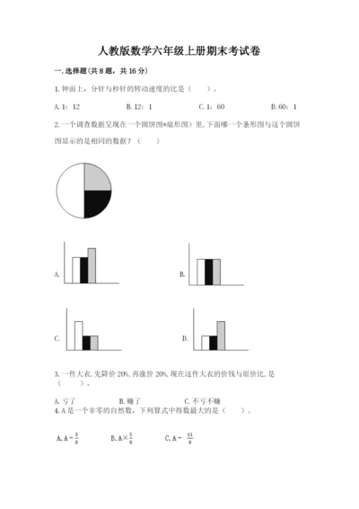 人教版数学六年级上册期末考试卷附答案（名师推荐）.docx