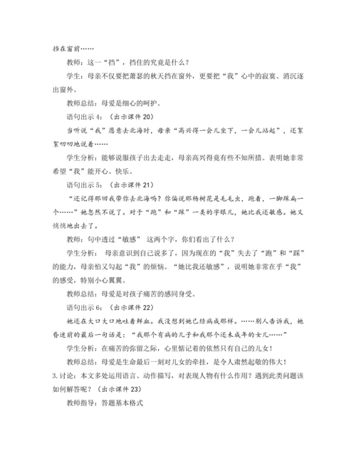 部编版七年级语文上册教案 第二单元 5 秋天的怀念