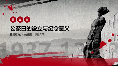 红色党政风国家公祭日——铭记历史，勿忘国耻PPT模板