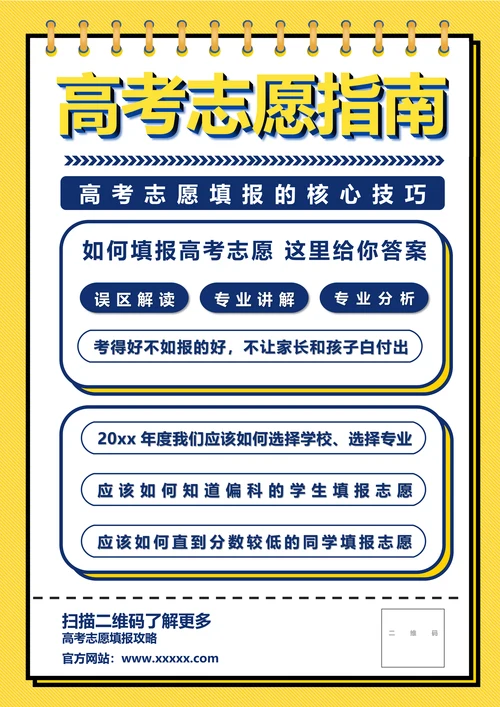 蓝色高考志愿填报指南海报