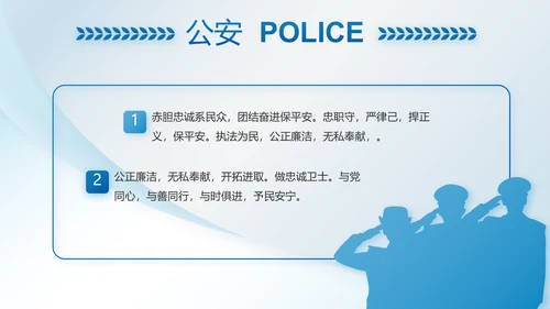 蓝色大气公安警察职责动态PPT模板