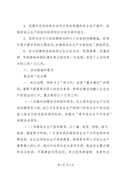 青年安全生产示范岗活动方案 (5).docx