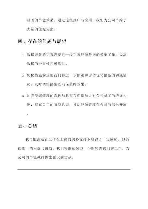 能源统计重点工作汇报总结