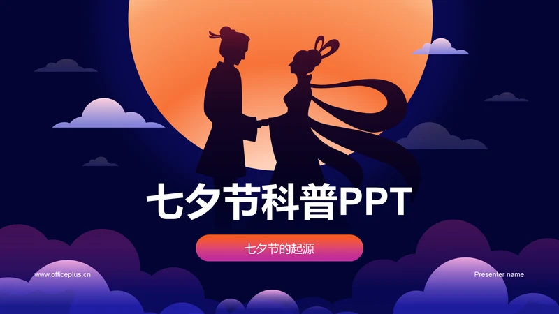 紫色插画七夕节科普PPT模板