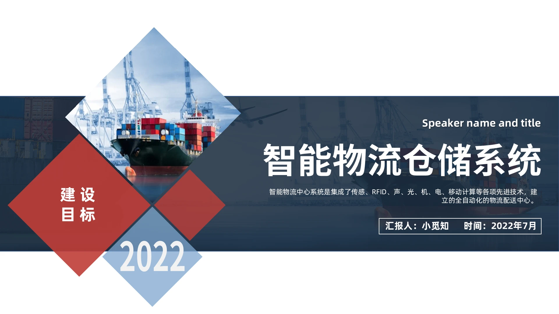 蓝红色商务风格智能物流仓储PPT工作培训PPT智能物流仓储系统