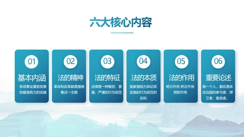 蓝色水墨中国风法律法治讲座动态PPT模板