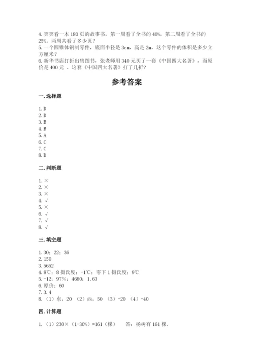 北京版六年级下册数学期末测试卷含完整答案【有一套】.docx