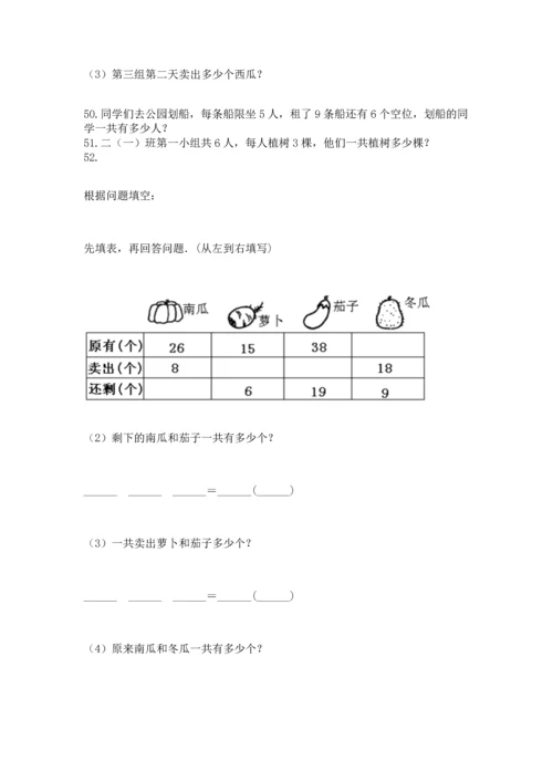 二年级上册数学应用题100道及参考答案（综合题）.docx