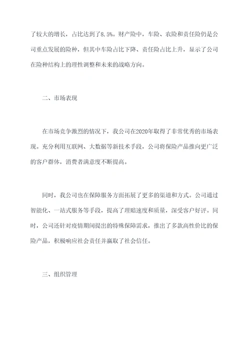 保险公司2020述职报告