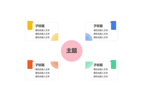 思维导图-多彩标签双向思维导图word模板