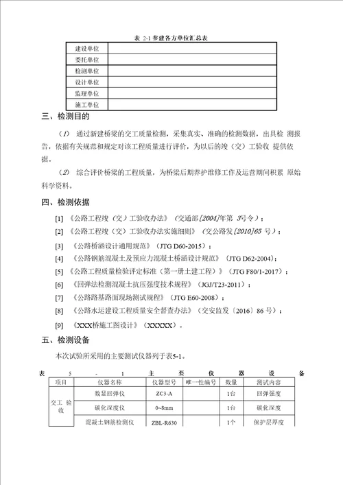 公路桥梁工程项目交工验收检测报告模板