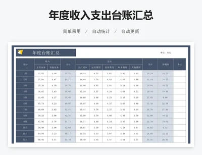 年度收入支出台账汇总