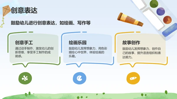 绿色卡通风可爱卡通幼儿园通用模板PPT模板