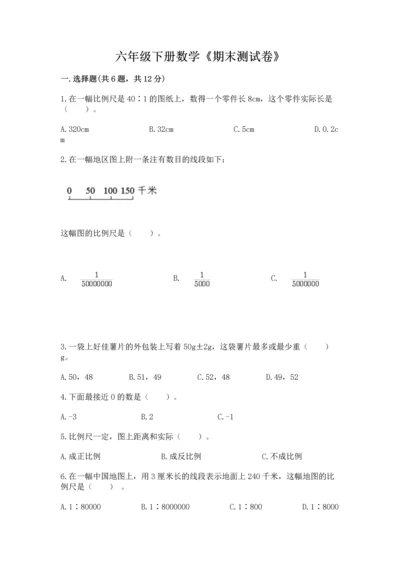 六年级下册数学《期末测试卷》及完整答案【典优】.docx