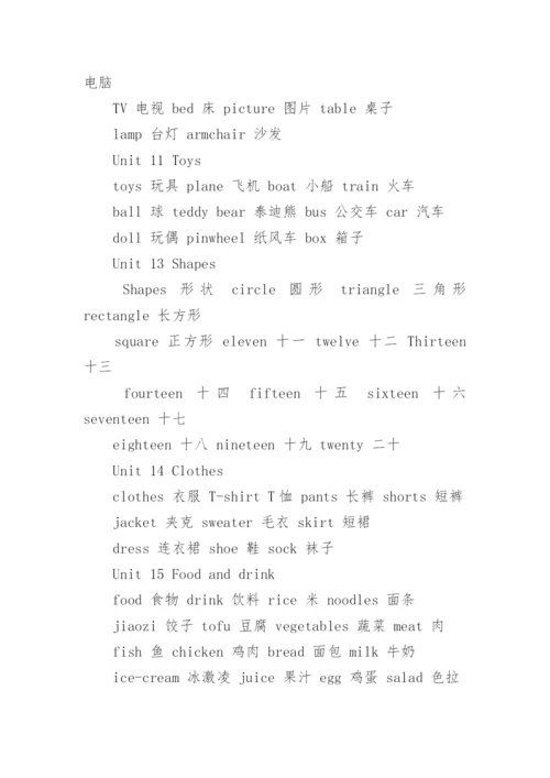 人教版小学一年级英语单词大全.docx