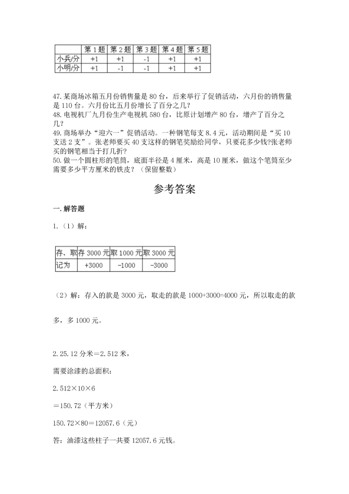 六年级小升初数学解决问题50道【原创题】.docx
