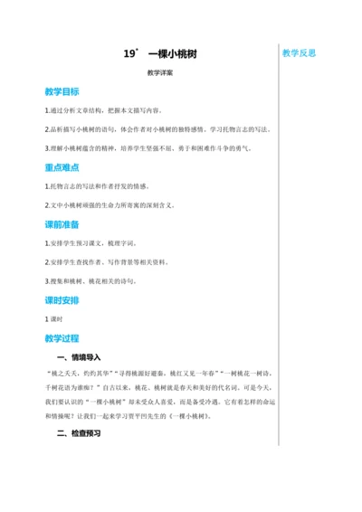第五单元 19 一棵小桃树 教学详案