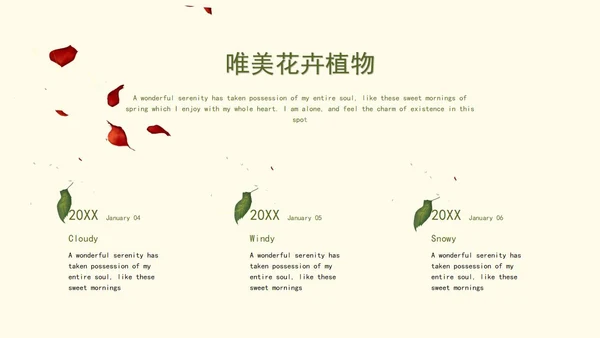 红色玫瑰唯美花卉ppt模板