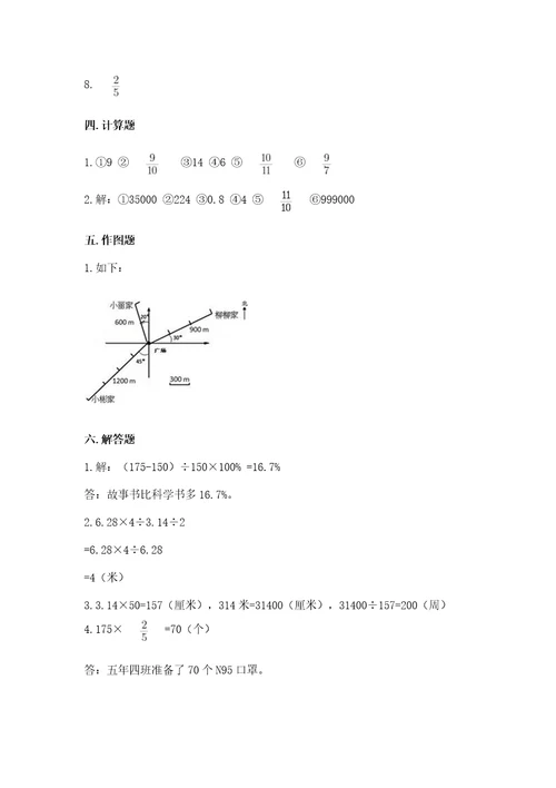 小学数学六年级上册期末考试卷及参考答案1套