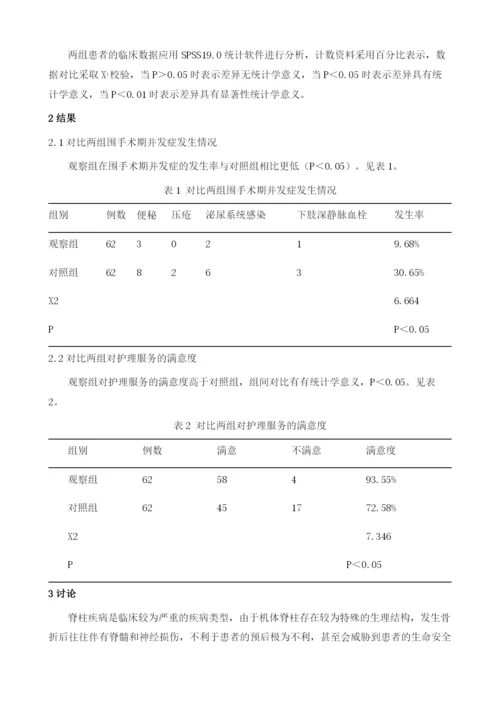 循证护理对脊柱外科围手术期并发症的预防效果分析.docx