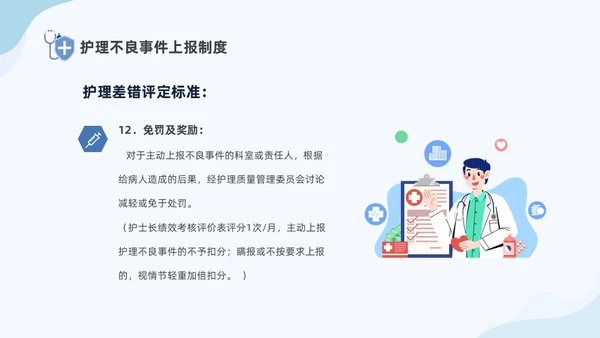 蓝色商务简约插画风医疗护理不良事件报告制度ppt