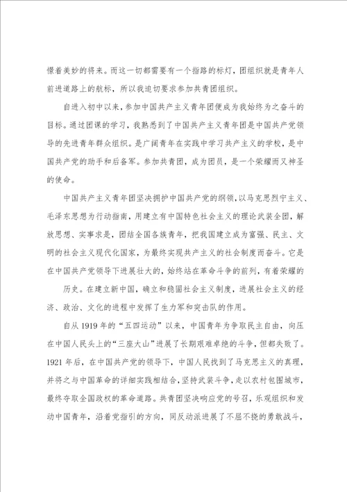 入团申请书的格式