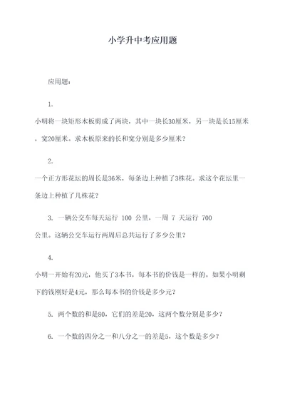 小学升中考应用题