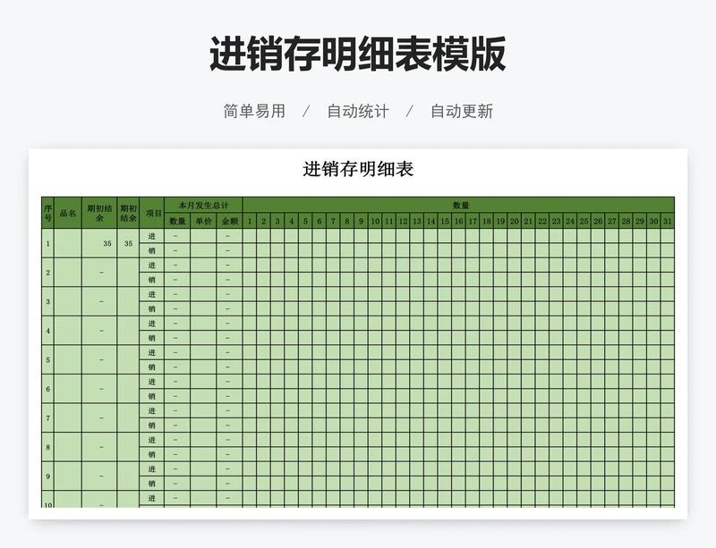 进销存明细表模版
