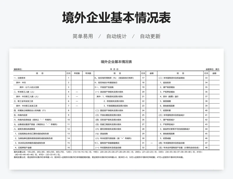 境外企业基本情况表