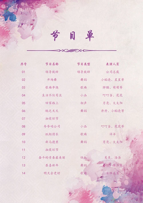 中国风炫彩元旦晚会年会节目单