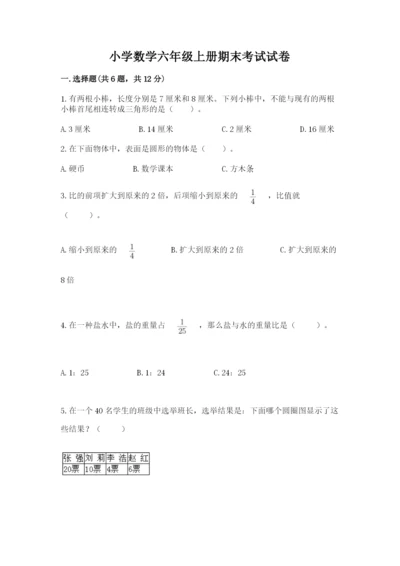 小学数学六年级上册期末考试试卷【研优卷】.docx