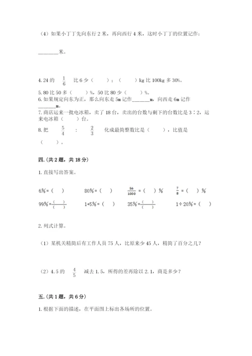 小学六年级数学摸底考试题精品（突破训练）.docx
