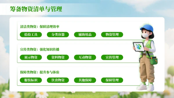 绿色3D风世界清洁地球日环保宣传活动策划PPT模板