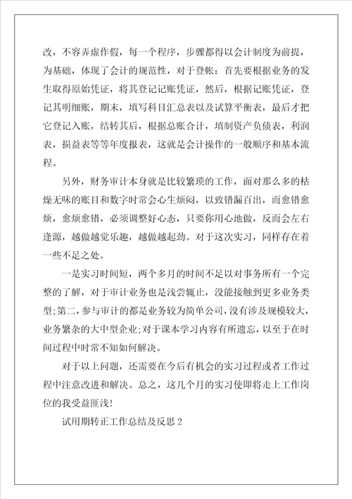 试用期转正工作总结及反思5篇