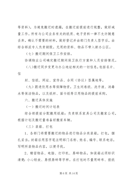 篇一：公司办公室整体搬迁工作安排.docx