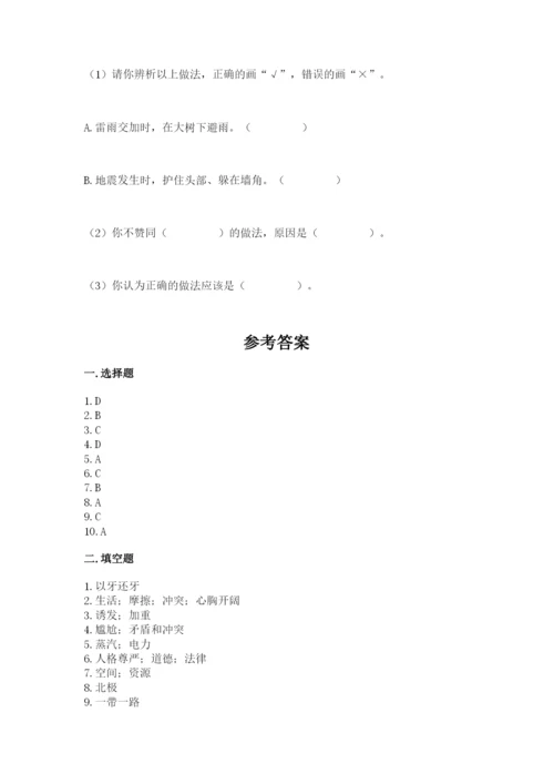 小升初道德与法治真题卷含答案【模拟题】.docx